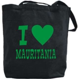  Canvas Tote Bag Black  I Love Mauritania  Country 