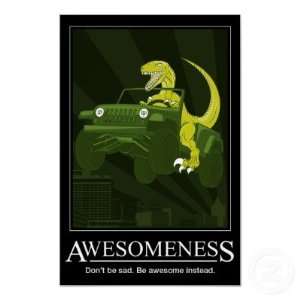  Awesomeness Raptor driving a jeep motivational Poster 