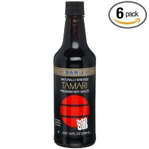 San J Tamari Premium Soy Sauce, 10 Ounce Bottles (Pack of 6):  