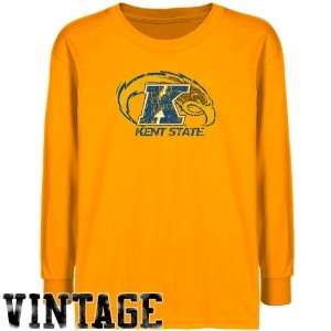 NCAA Kent State Golden Flashes Youth Gold Distressed Logo Vintage T 