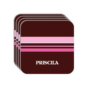 Personal Name Gift   PRISCILA Set of 4 Mini Mousepad Coasters (pink 