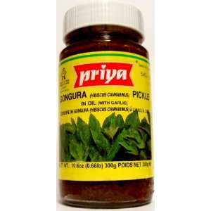 Priya Gongura (hibiscus cannabinus) Pickle in Oil (with Garlic)   10 