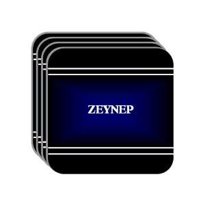 Personal Name Gift   ZEYNEP Set of 4 Mini Mousepad Coasters (black 
