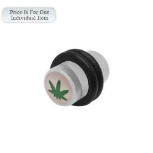  0 Gauge Pot Leaf Logo Acrylic Clear Ear Plug: Jewelry