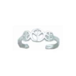  Silverflake  Peace Sign Symbol Toe Ring in Sterling Silver 