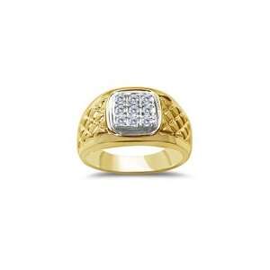  0.20 CT PAVE TWO TONE FANCY SIDES MENS RING 6.5: Jewelry