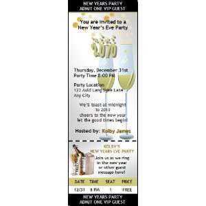  Champagne Bubbly Black New Years Eve Party Ticket 