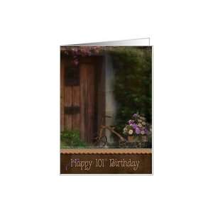  101st birthday, trike,vintage, door, carnation, bouquet 