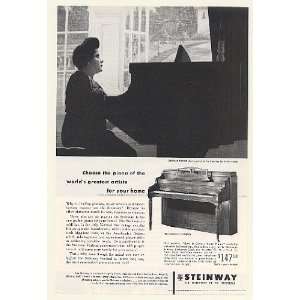  1952 Guiomar Novaes Steinway Vertical Piano Photo Print Ad 