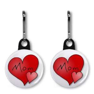  MOM HEART Mothers Day 2 Pack 1 Zipper Pull Charms 