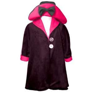   Black and Hot Pink Minky Reversible Coat & Hat Set Size 12M Baby