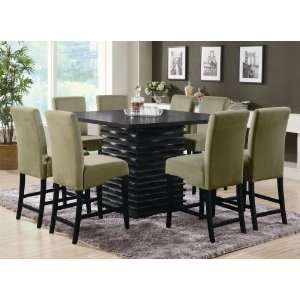 9PC Black Contemporary Counter Table Set: Furniture 