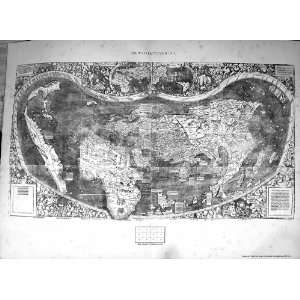 Waldseemuller Antique Map C1903 World America Europe 