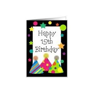  Happy 15th Birthday Party Hats Card Card: Toys & Games