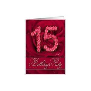  15th birthday party invitation with numbers made from 