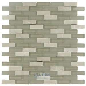  Tessera   5/8 x 2 glass & stone mosaic tile in sandstone 