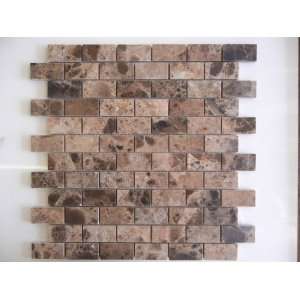  Emperador Dark mosaic honed 1x2