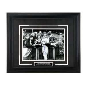    Framed Autographed Joe DiMaggio Signing for Crowd 
