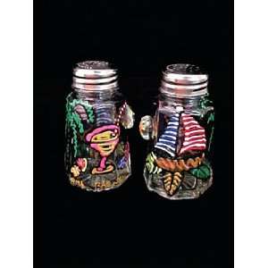 Caribbean Excitement Design   Hand Painted   Salt & Pepper Shakers 