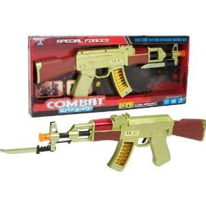  19 GOLD Long battery operated toy AK 47 with machine gun 