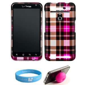  Pink Plaid Design Front and Back Snap On Hard Shell Phone 