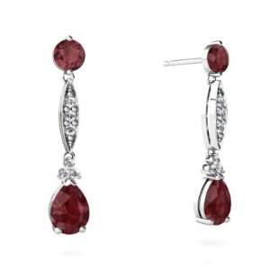    14K White Gold Pear Genuine Ruby Dangle Drop Earrings: Jewelry