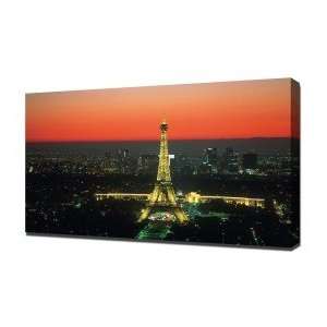 Eiffel Tower Sunset   Canvas Art   Framed Size 32x48   Ready To Hang
