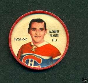 1961 62 SALADA FOODS COIN 113 JACQUES PLANTE CANADINS  