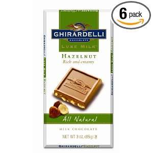 Ghirardelli Chocolate Luxe Milk Bar, Hazelnut, 3 Ounce Bars (Pack of 6 