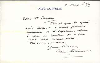 SIR ALEC GUINNESS   AUTOGRAPH LETTER SIGNED 08/02/1979  