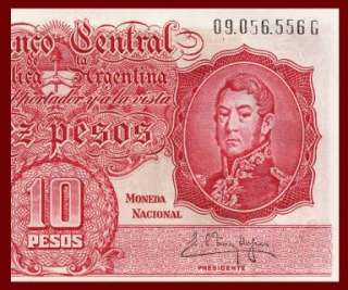 10 PESOS Note ARGENTINA 1954 63 TUCUMAN Congress   UNC  