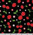 BY YARD   Picnic Party Cherry Print Black by Robert Kau