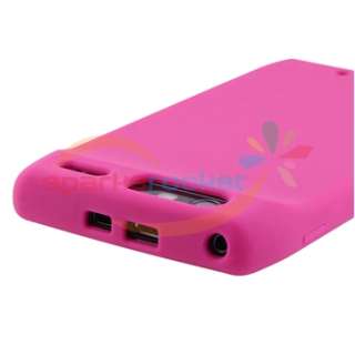 Hot Pink Silicone Skin Case+Privacy Protector for Motorola Droid Razr 