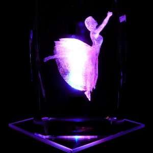 Ballerina 3D Laser Etched Crystal includes Two Separate LEDs Display 