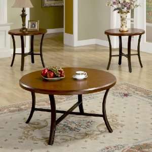 3PC Modern Round Coffee Table Set With Coffee Table And Two End Tables 