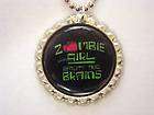 ZOMBIE GIRL BEAUTY AND BRAINS CAP PENDANT NECKLACE NEW
