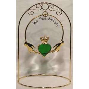 40th Anniversary Claddagh Ornament   24K Gold Plated with Arched 