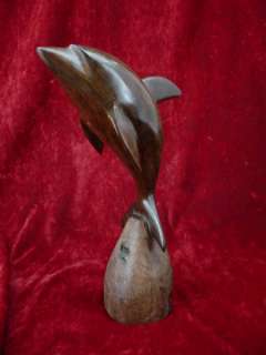 Original 13 ROSEWOOD HAND CARVED DOLPHIN SCULPTURE Art WOOD Gorgeous 