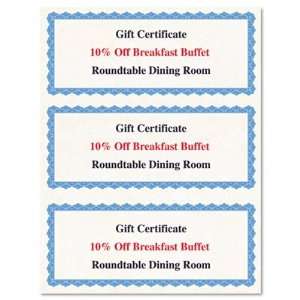  Gift Certificates, Three per 8 1/2w x 11h, Blue Border, 75 