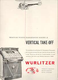 Wurlitzer Hi Fi Stereo phonograph 1960 Ad  helicopter  