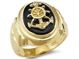 Newegg   Solid 14k Yellow Gold Mens Heavy Large Onyx Anchor Ring