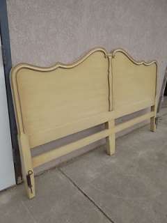 vintage French carved paint decorated bed headboard king size  