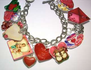 love Charm Bracelet VALENTINE, jewelry,hearts,red,pink  