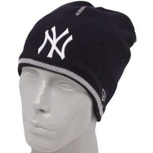   New York Yankees Navy Blue Seam Stitch Knit Beanie: Sports & Outdoors