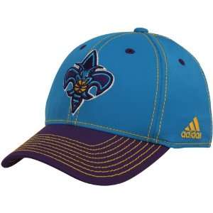  adidas New Orleans Hornets Light Blue Purple Tactel Structured 