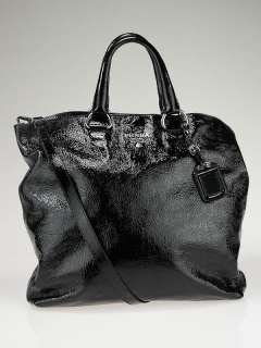 Prada Black Textured Patent Leather Tote Bag w/Strap  