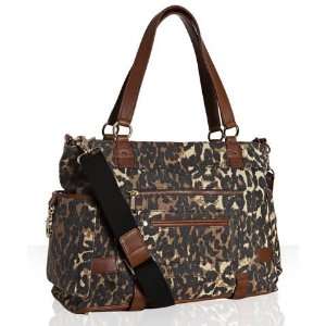   washed cheetah canvas Knocked Up diaper bag with changing mat: Baby