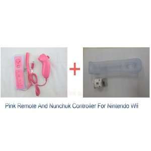  Pink Remote and Nunchuck Controller+motion Plus for Wii 