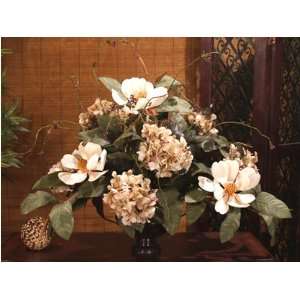 Elegant Magnolia and Hydrangea Silk Floral Arrangement 