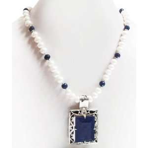 Amazing Designer Natural Single Rows Pearl & Sapphire Beaded Necklace 